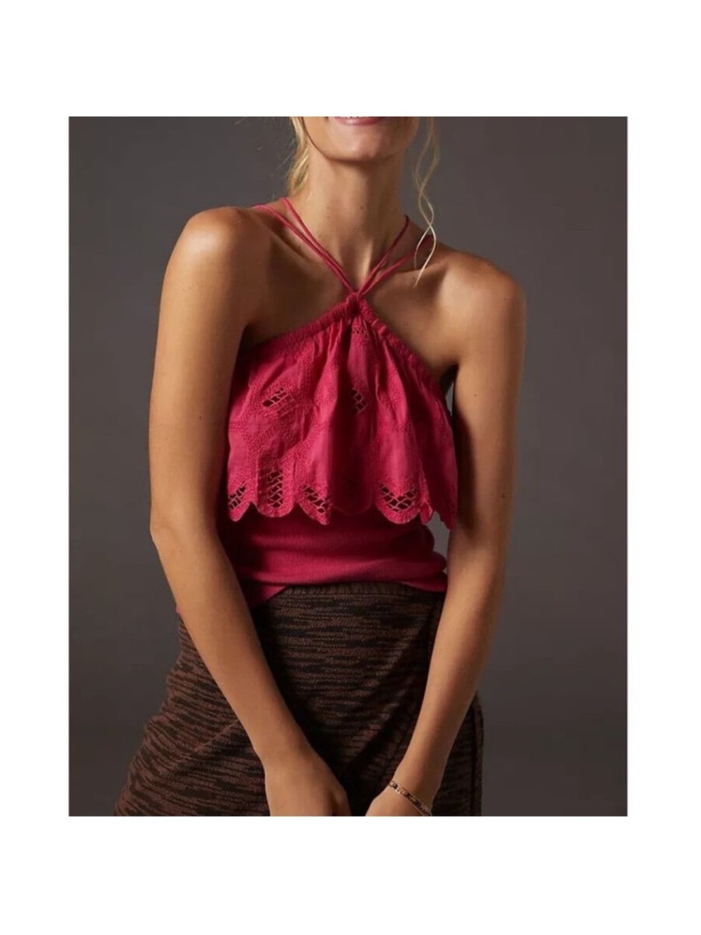 Anthropologie Crochet Halter Tank Top